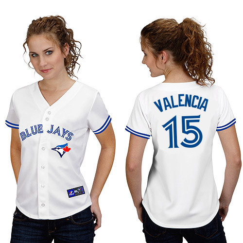 Danny Valencia #15 mlb Jersey-Toronto Blue Jays Women's Authentic Home White Cool Base Baseball Jersey